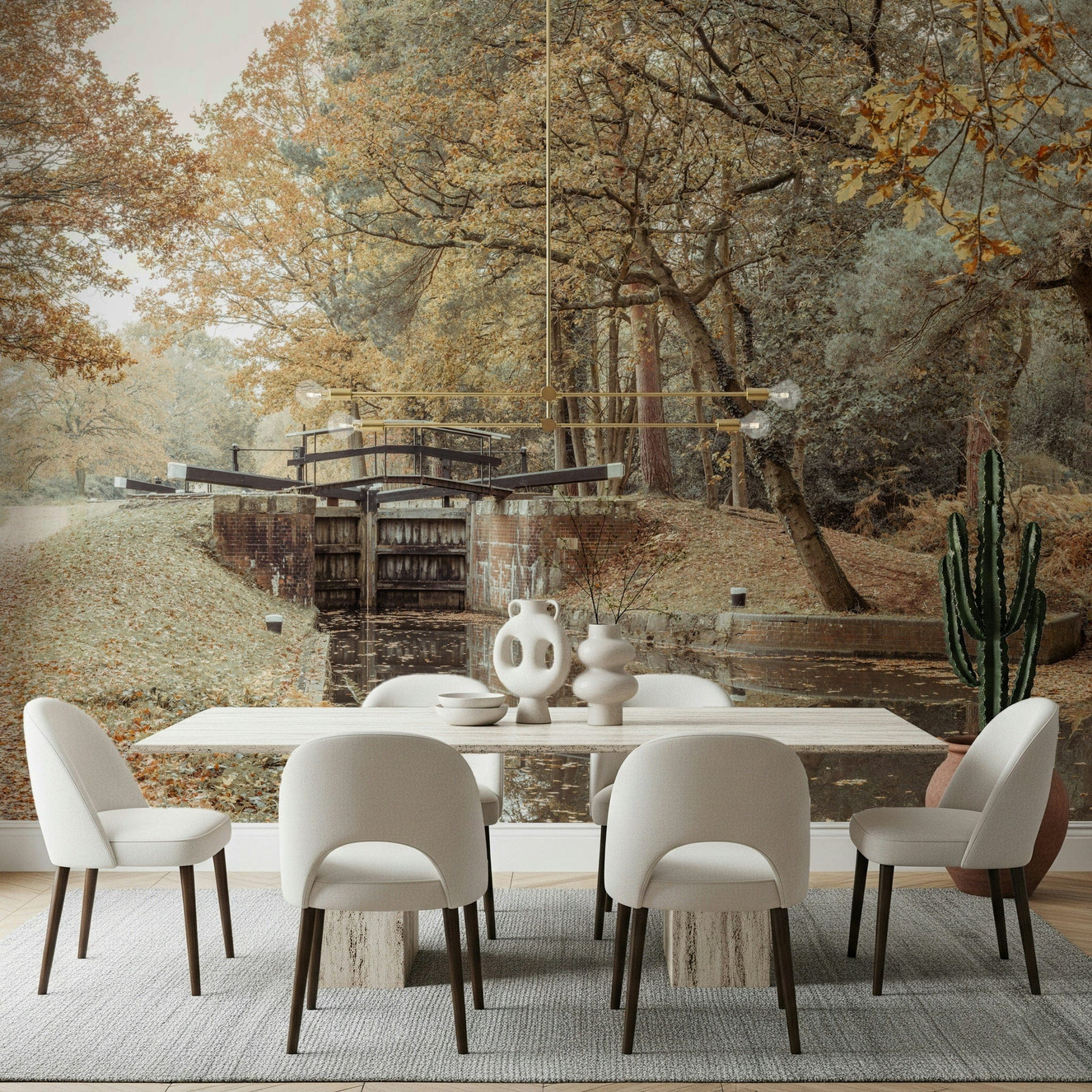 Artistic water reflection wallpaper for a contemporary accent wall.