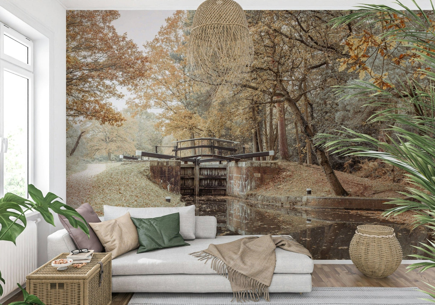 Canal's Embrace Wall Mural for a professional reception area wallpaper.