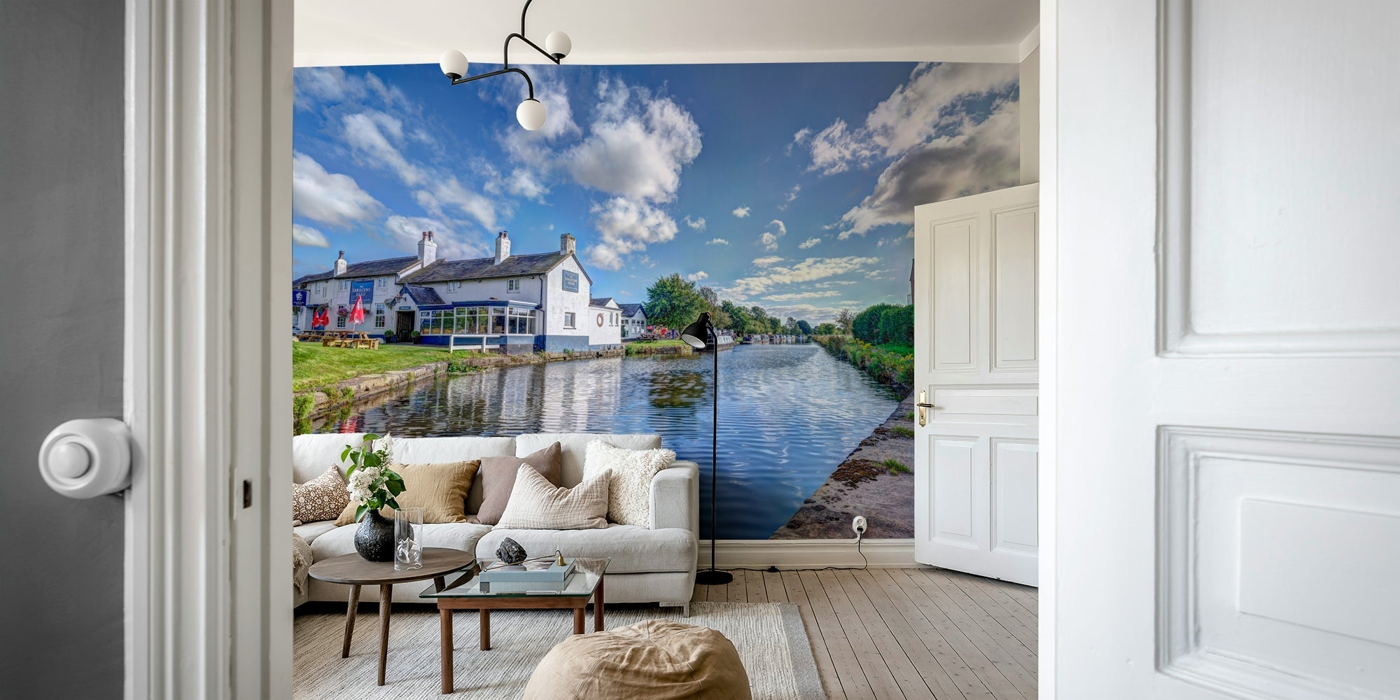 A beautiful canalside pub wallpaper mural in Southport., GD4706