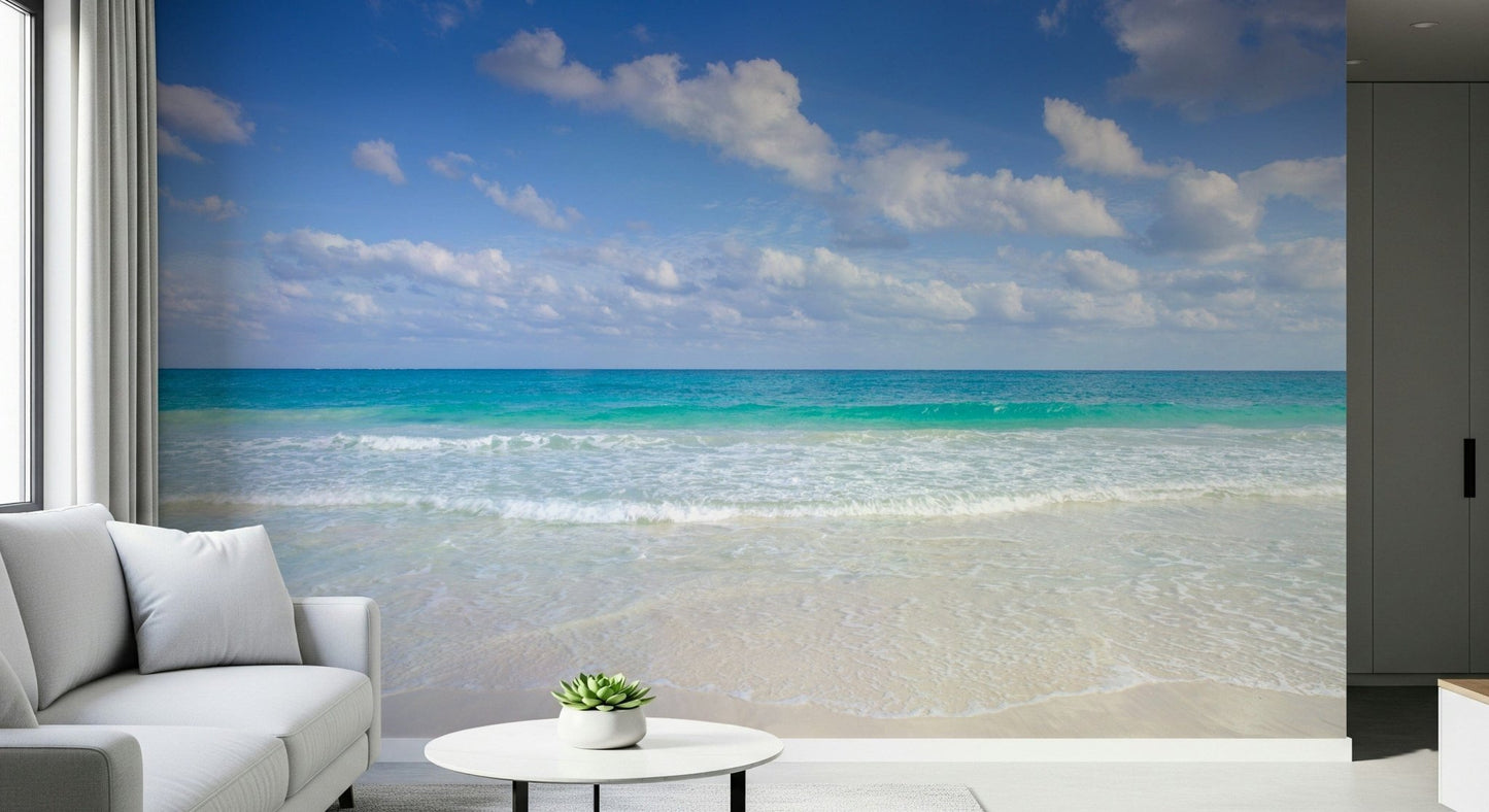 Wide panorama of the shore in the Cancun Beach Wall Mural.