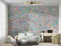 An artistic minimalist form mural for home decor.

