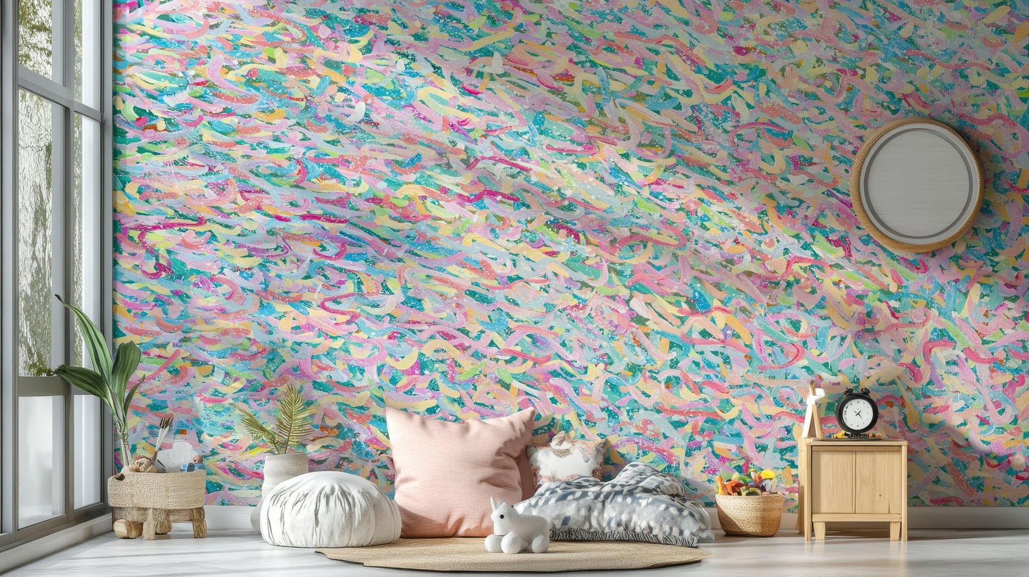 A beautiful abstract candy-themed wallpaper mural for a modern home., GD5156