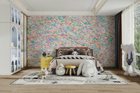 A calming colorful design wallpaper mural that defines a space.

