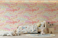 Multicolor abstract Candy Pastel Strokes mural, a funky wall covering.