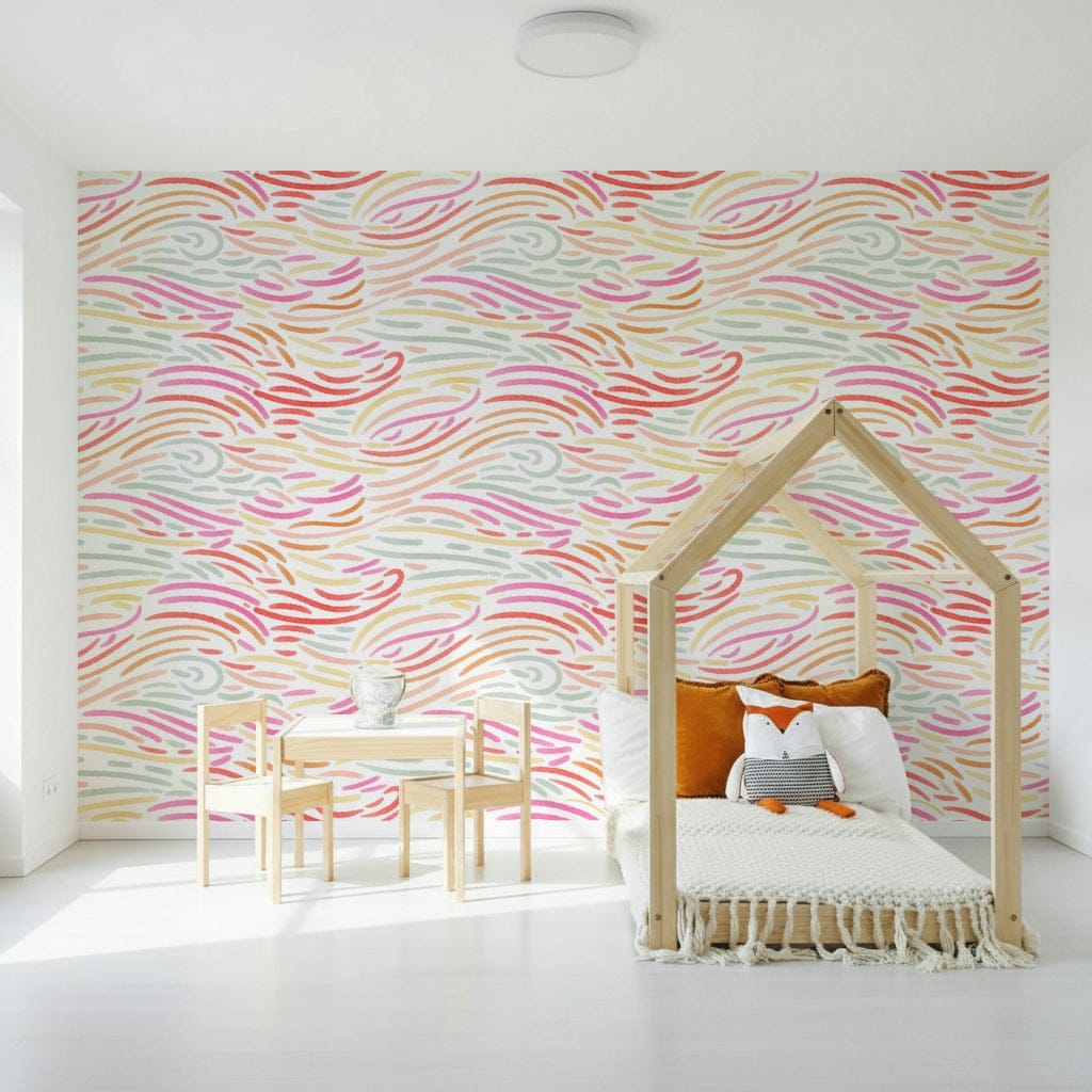 Candy Pastel Strokes wallpaper, featuring swirling, bright lines.