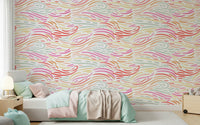Curving line mural, presenting fresh Candy Pastel Strokes movement.