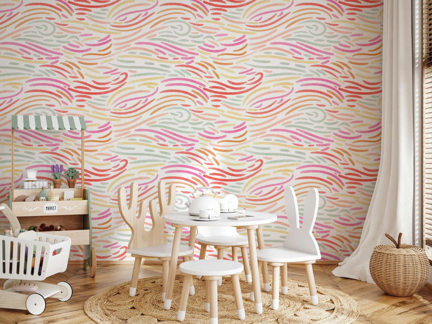 Cheerful Candy Pastel Strokes wallpaper for a modern, happy room.