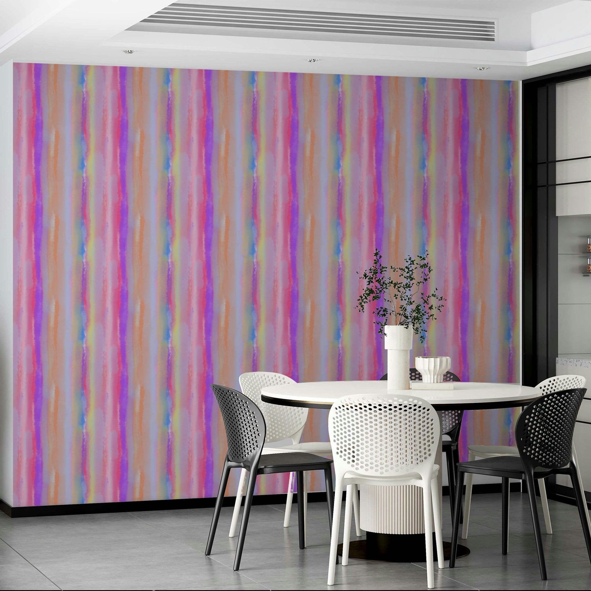 A beautiful playful stripe wallpaper mural for a modern room., GD4814
