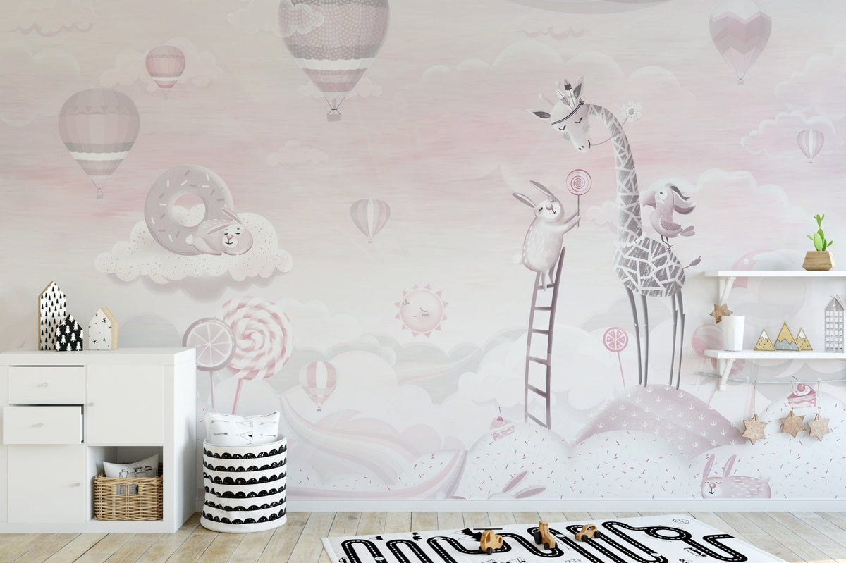 Pink candy world wallpaper mural design A457
