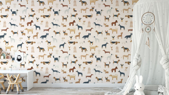 Ideal dog print wallpaper for playful nurseries, MM18