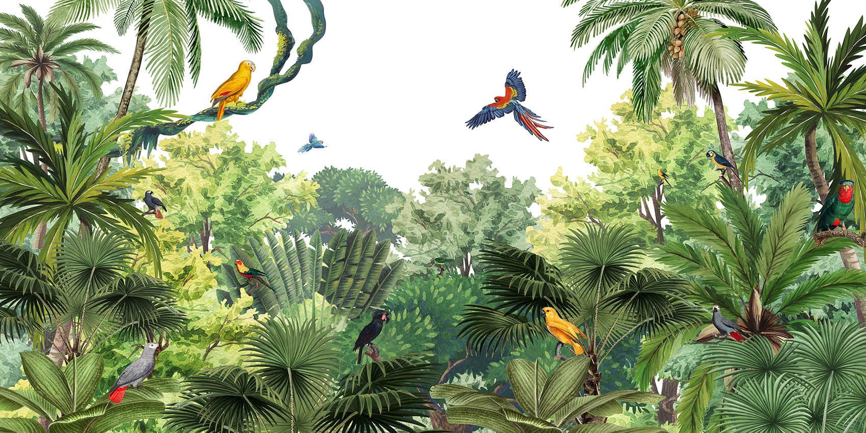 Jungle Canopy Vista Mural Charm Wallpaper