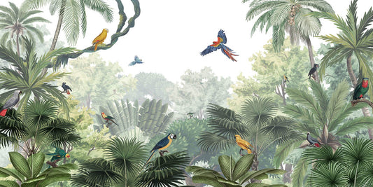 Jungle Bird Oasis Green Canopy Glory Wallpaper