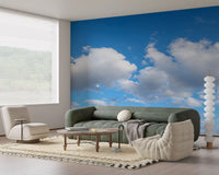 Living room with Canvas of Calm Skies Wall Mural and soft serene cloud views, GD8890