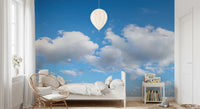 Kids Bedroom with Canvas of Calm Skies Wall Mural and a dreamy cloudscape backdrop, GD8890