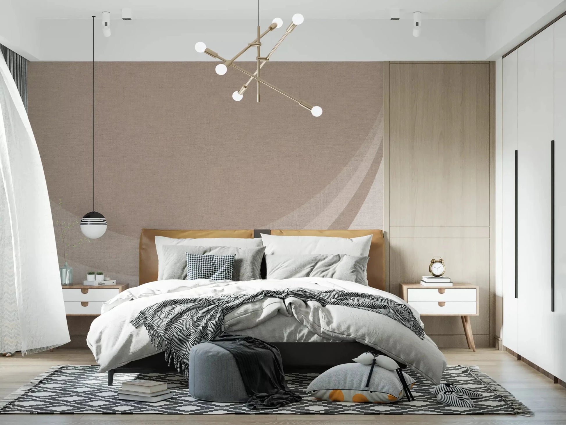 A soft linen-style texture sits beneath the Canvas Ripple Abstract Geometry wall mural.GD9553