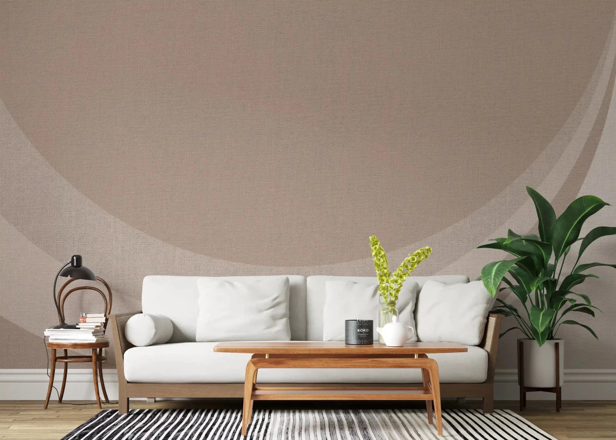 Sweeping curves drift across a living room with Canvas Ripple Elegance wall mural.GD9553