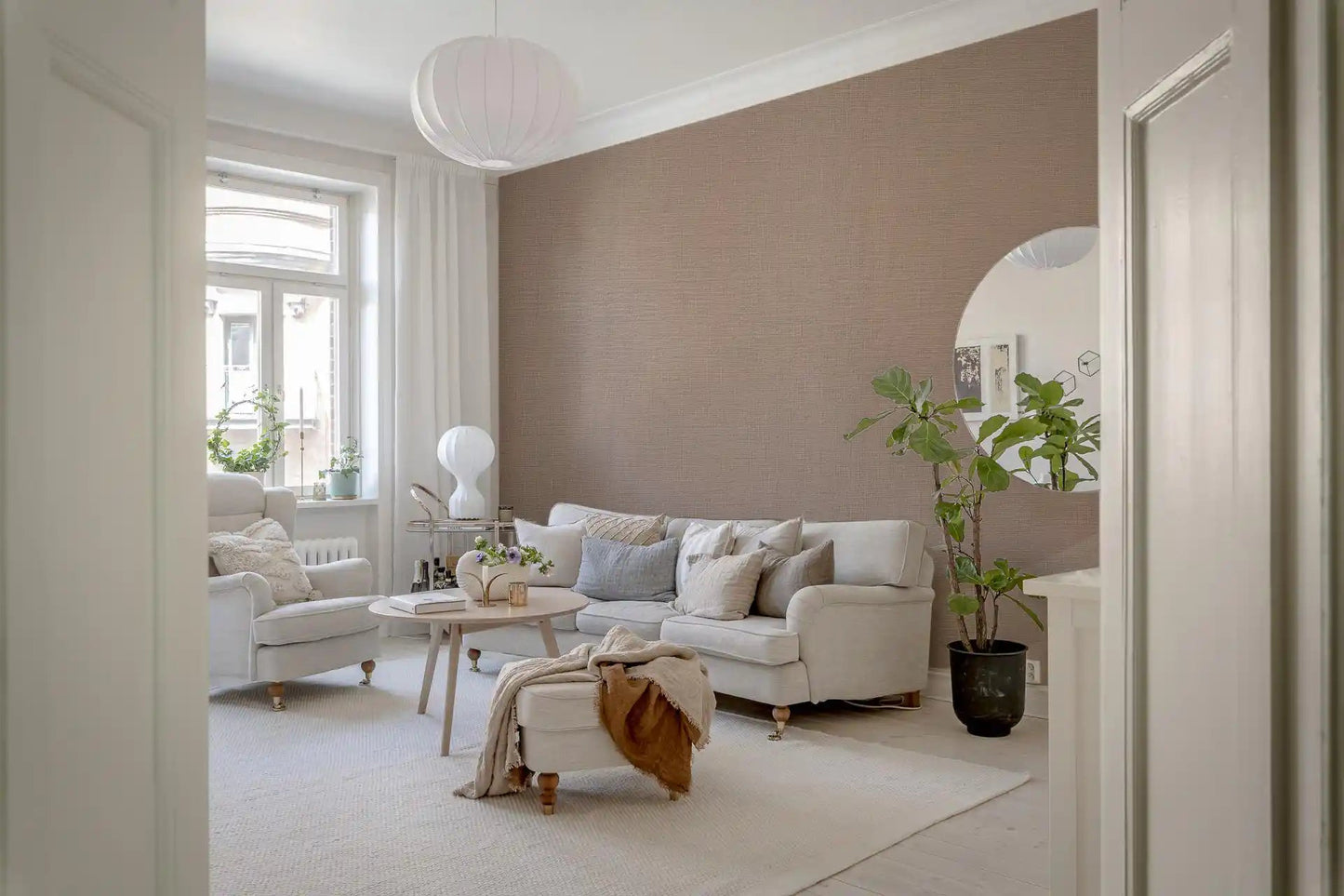 Color shifts softly from blush to taupe in this Ripple Abstract Geometry wall muralGD9553