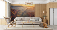 Living room setup softened by Canyon Sunrise Majesty Wall Mural and morning light hues, GD8675