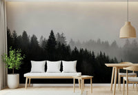 Striking, moody tree line wallpaper for the evocative Canyon Woodland Haze.