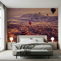 A graceful subtle pattern wall mural in warm, natural tones.