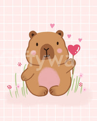 Small floral accents within Capybara in Love muralGD9447