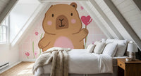 Peaceful slumber in a bedroom using Capybara in Love muralGD9447