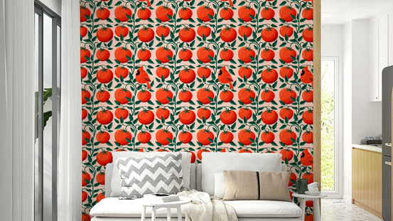 Cardinal bird in tomato plant wallpaper, GD2637