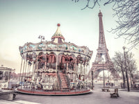 Artistic Eiffel Tower and carousel wall mural decor

