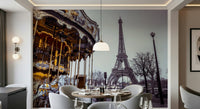 Paris Eiffel Tower view Carousel Dreams wall mural.