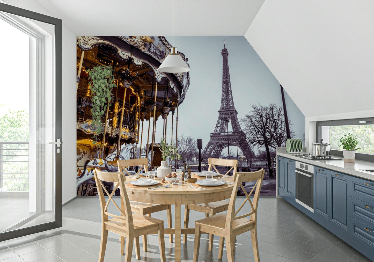 Stunning Parisian view Carousel Dreams wall decoration.