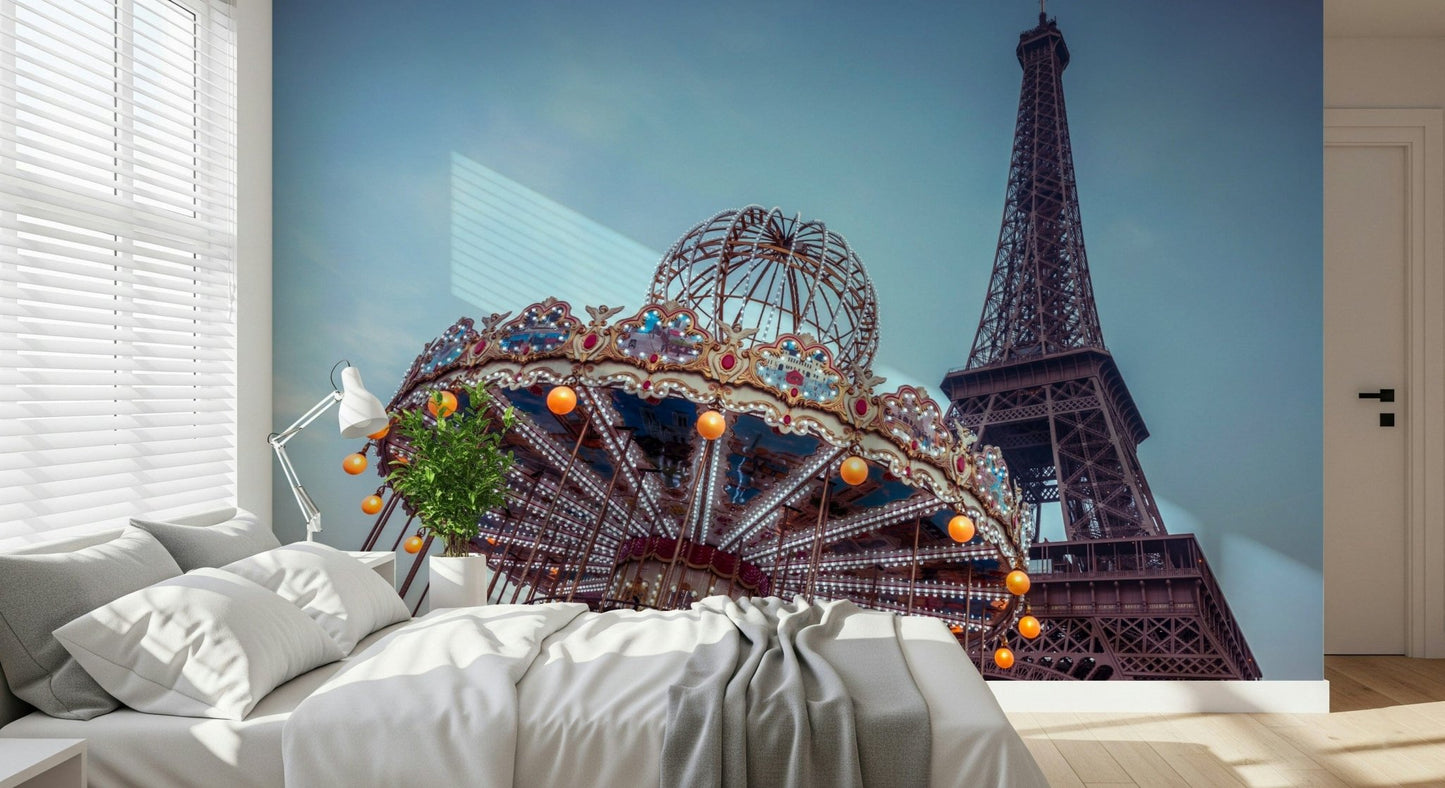 Travel themed wallpaper capturing a joyful moment in the heart of Paris.