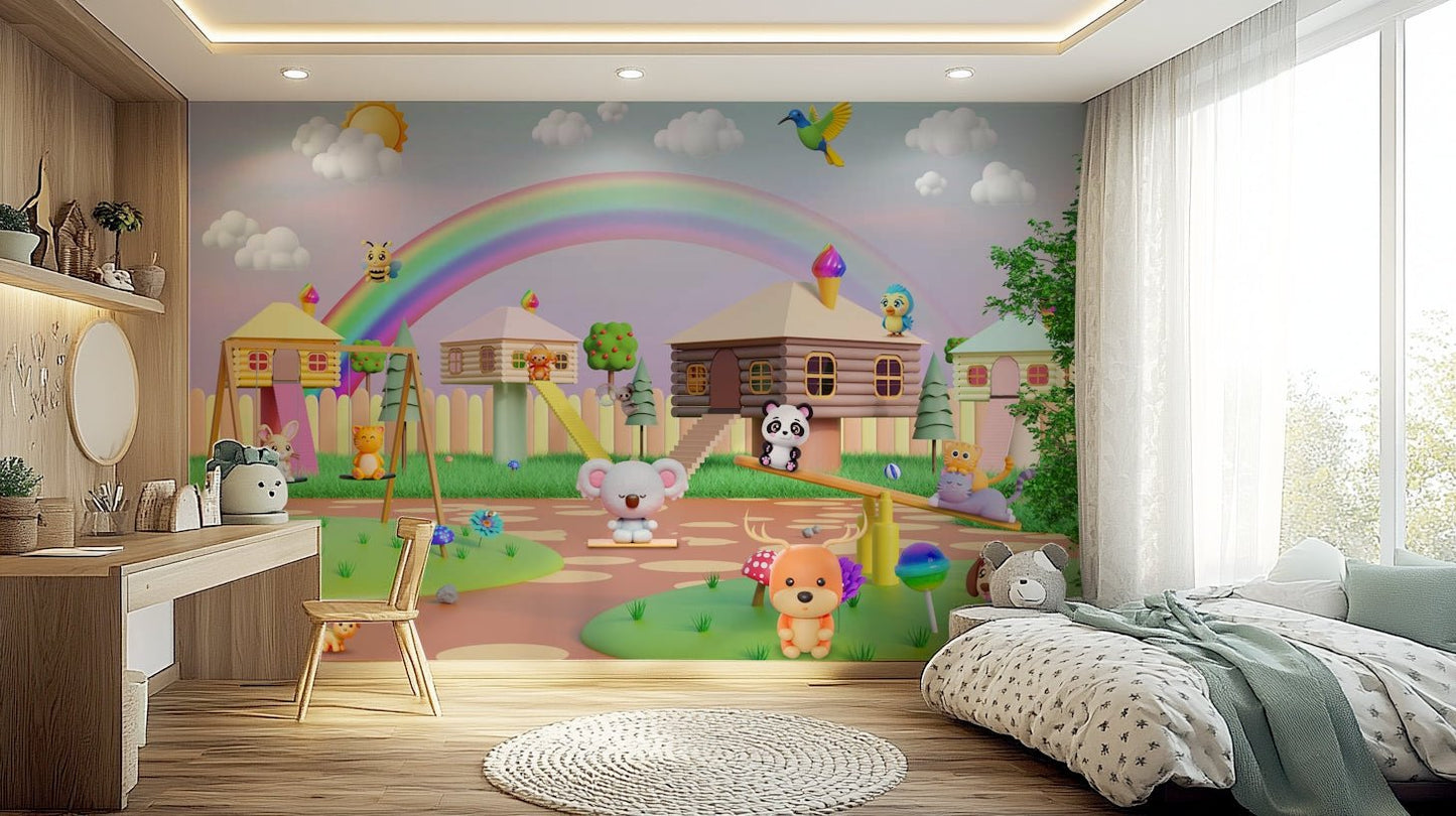 The composition is balanced and has a playful, yet serene feel.
