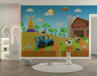 The mural is created for an entire wall, providing an immersive feel.
