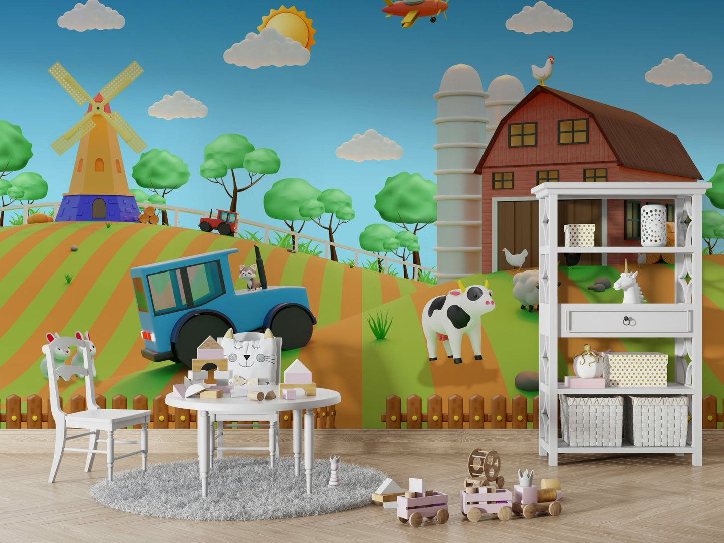 The composition is balanced and has a playful, yet serene feel.
