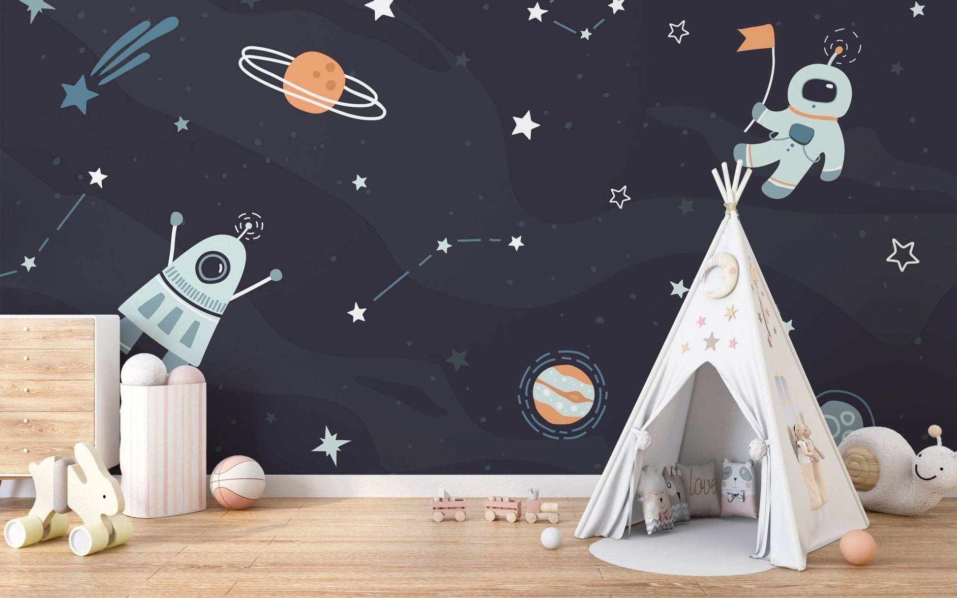 Kids Room Spaceship Rocket Wallpaper Murals - Giffywalls