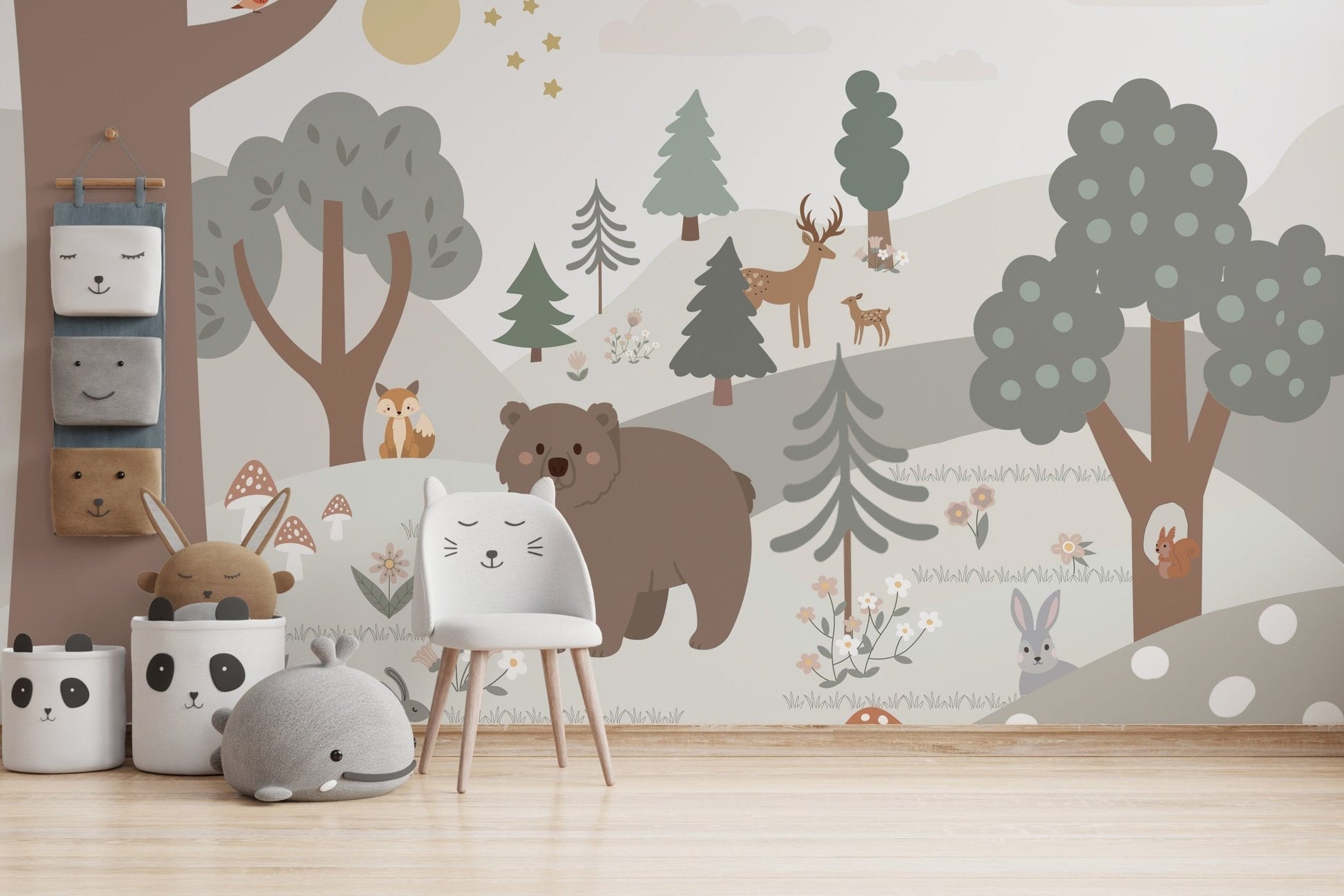 Cartoon jungle wallpaper for kids' rooms A411
