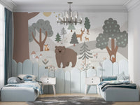 Cartoon jungle wallpaper for kids' rooms A411