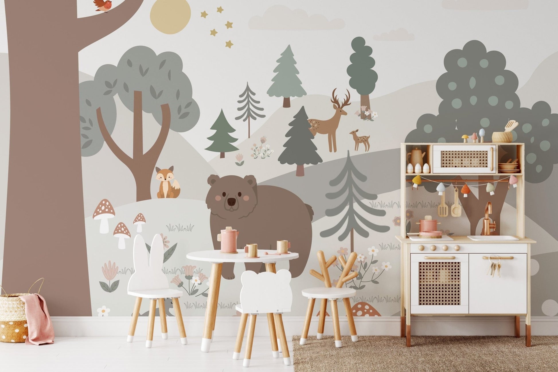 Cartoon jungle wallpaper for kids' rooms A411