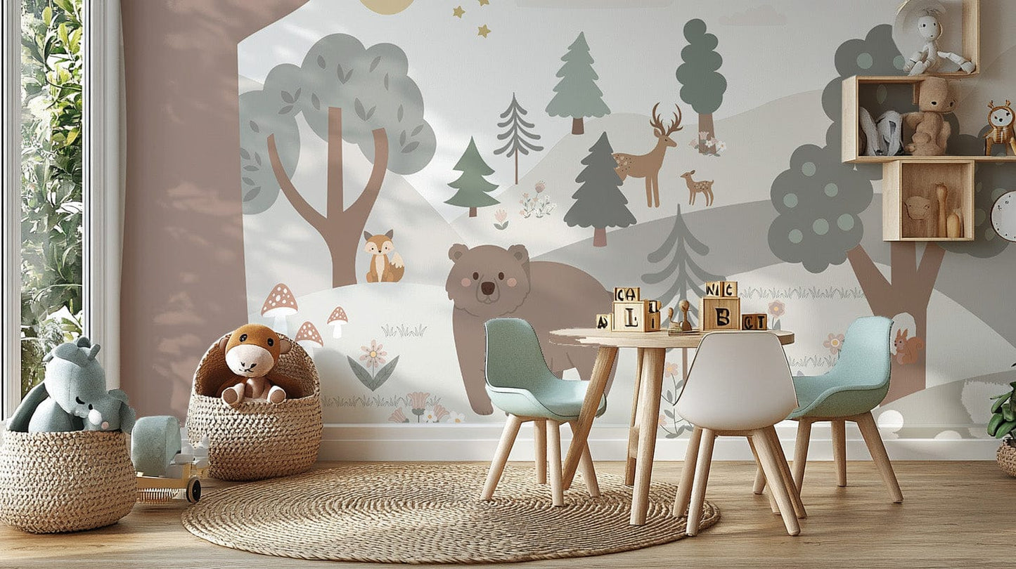 Cartoon jungle wallpaper for kids' rooms A411
