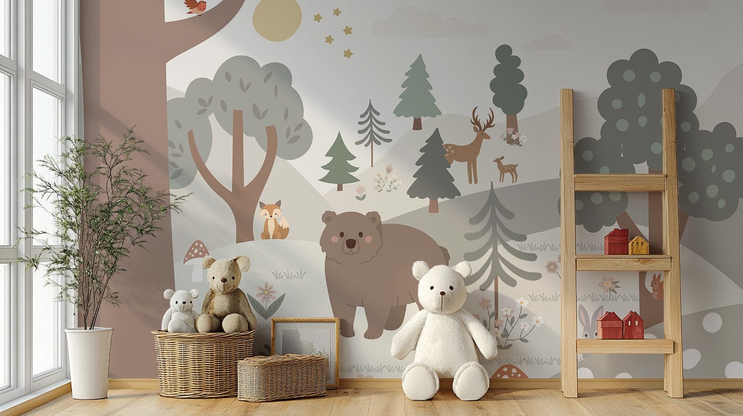 Cartoon jungle wallpaper for kids' rooms A411