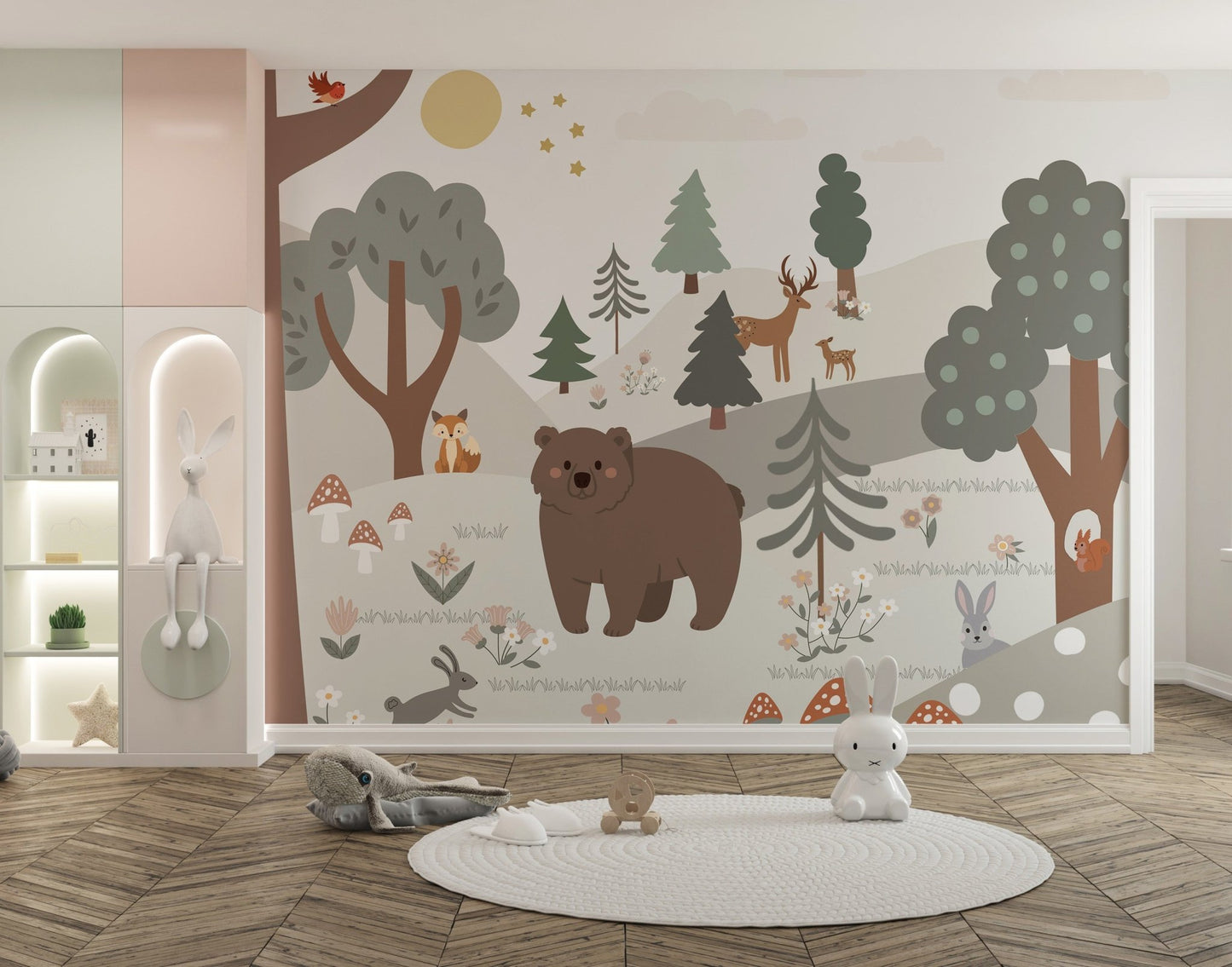 Cartoon jungle wallpaper for kids' rooms A411
