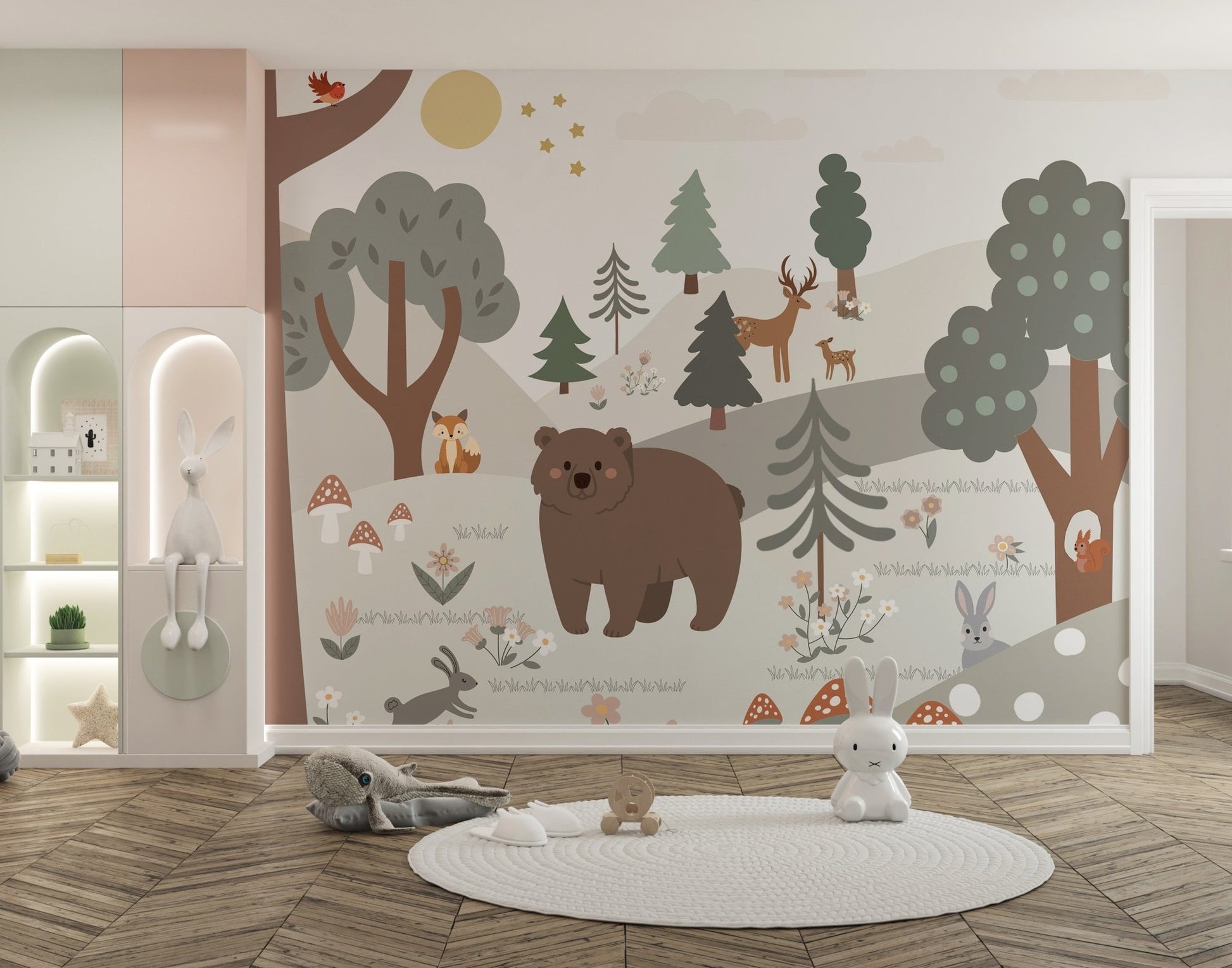 Cartoon jungle wallpaper for kids' rooms A411