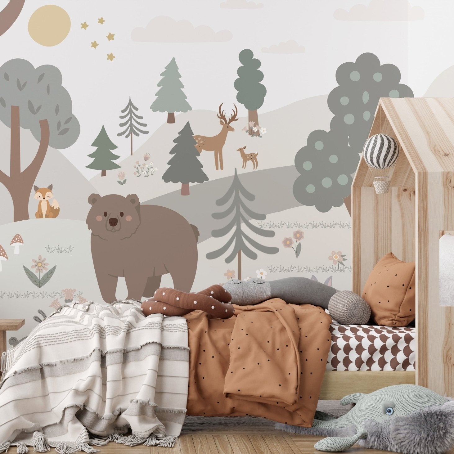 Cartoon jungle wallpaper for kids' rooms A411