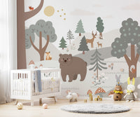 Cute jungle animals wallpaper design
