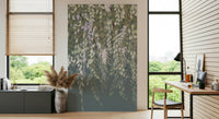 Subtle light and shadow effects in the beautiful wisteria blooms wallpaper mural.