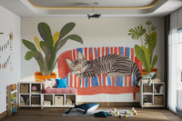 Peaceful bedroom featuring Cat Nap Oasis wall mural

