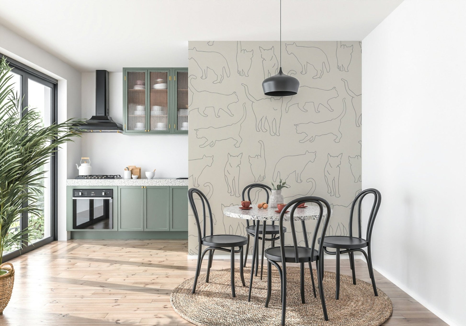 Cat Sketch Symphony Wall Mural