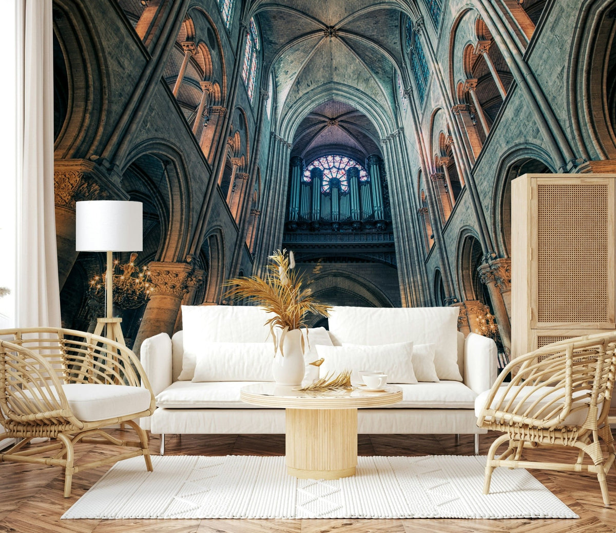 Cathedral Arches wallpaper showing symmetrical stone Gothic arches., GD7627