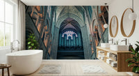 Classic stone masonry Cathedral Arches wall mural for a feature wall.
