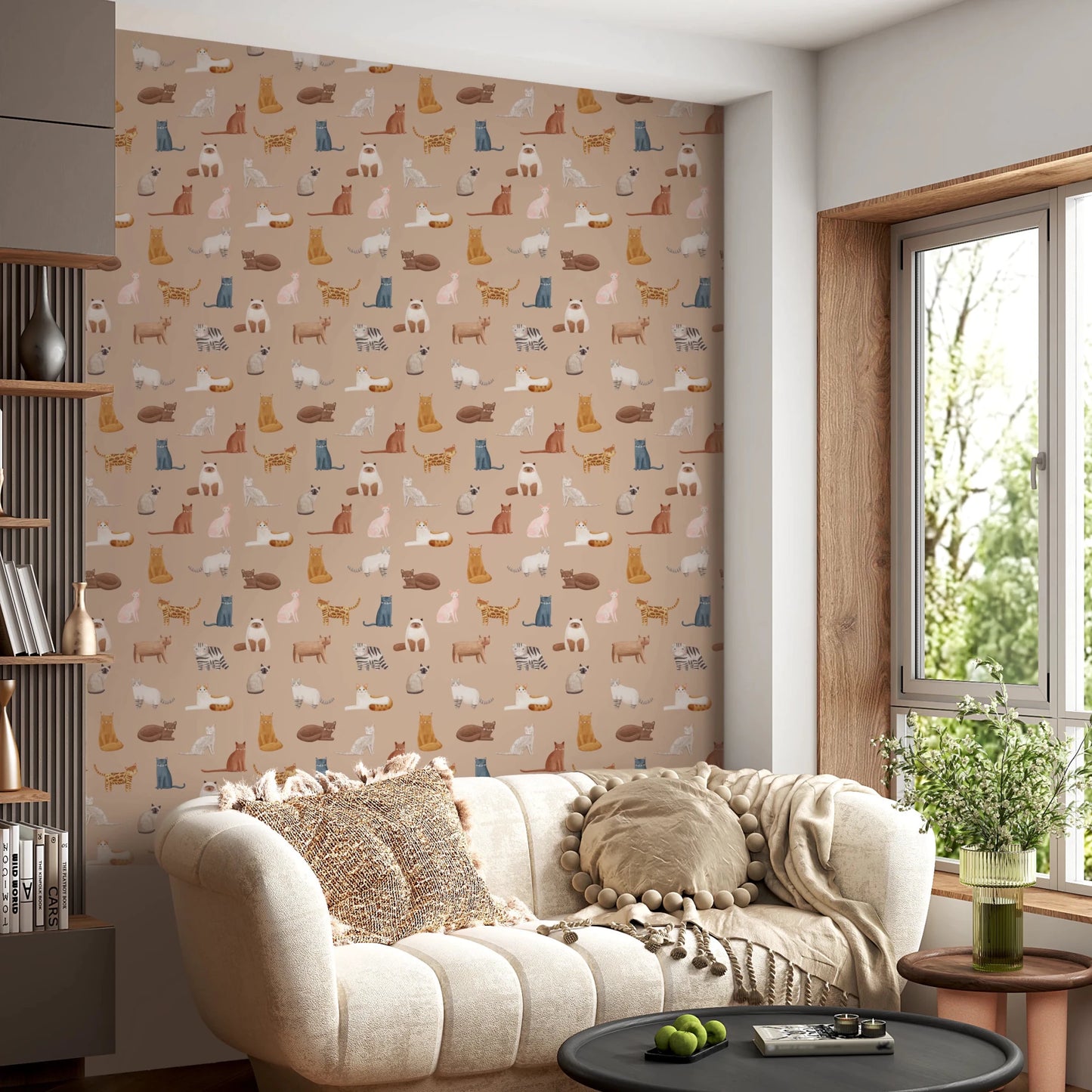 Cats Galore in toffee color Wallpaper⁠